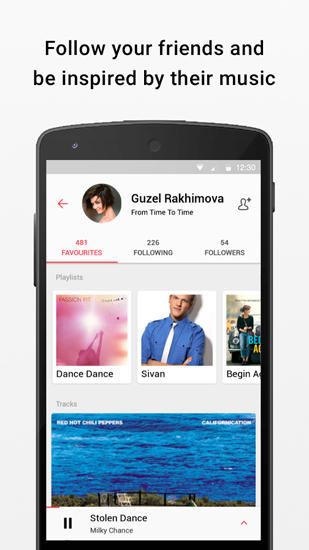 Les captures d'écran du programme Musicsense: Music Streaming pour le portable ou la tablette Android.