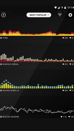 Les captures d'écran du programme Muviz – Navbar music visualizer pour le portable ou la tablette Android.