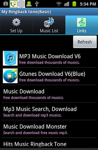 Screenshots of My ringbacktone: For my ears program for Android phone or tablet.