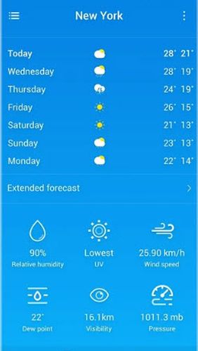 Neffos weather app for Android, download programs for phones and tablets for free.
