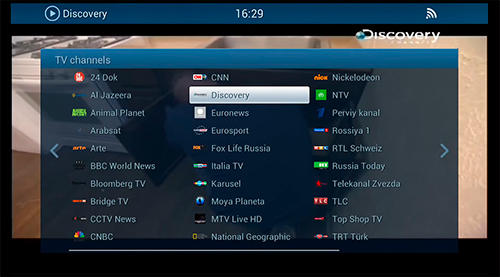 Les captures d'écran du programme NetUP TV pour le portable ou la tablette Android.