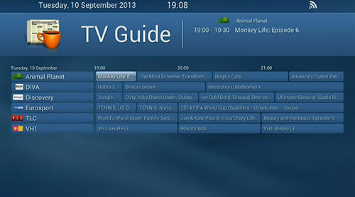 Les captures d'écran du programme NetUP TV pour le portable ou la tablette Android.