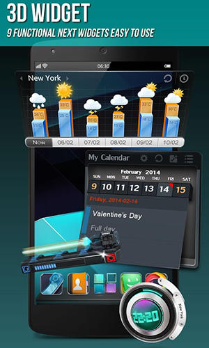 アンドロイドの携帯電話やタブレット用のプログラムNext launcher 3D のスクリーンショット。