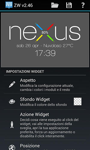 Capturas de tela do programa Nexus 5 zooper widget em celular ou tablete Android.