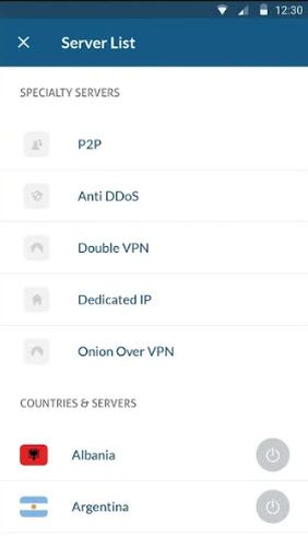 Screenshots des Programms NordVPN: Best VPN fast, secure & unlimited für Android-Smartphones oder Tablets.