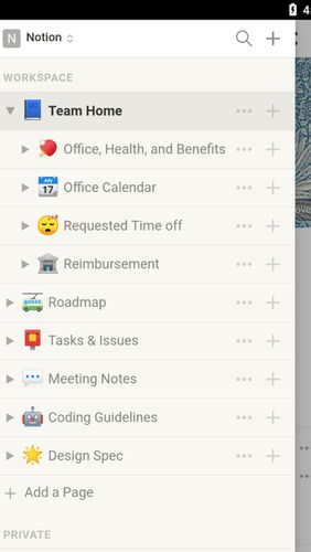 Скріншот програми Notion - Notes, tasks, wikis на Андроїд телефон або планшет.