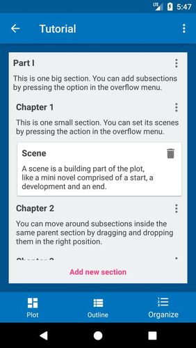 Screenshots of Novelist - Write your novels program for Android phone or tablet.