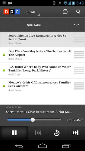 Aplicación NPR News para Android, descargar gratis programas para tabletas y teléfonos.