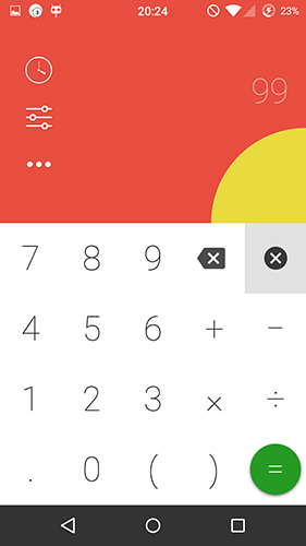 Capturas de pantalla del programa Numix calculator para teléfono o tableta Android.