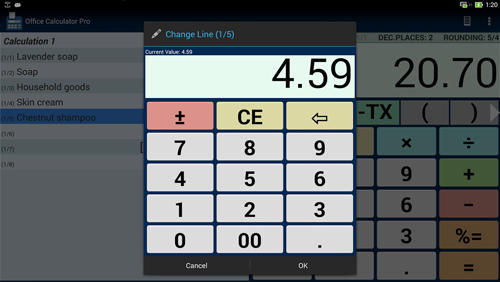 Les captures d'écran du programme Office Calculator pour le portable ou la tablette Android.