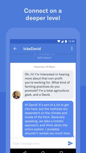 Screenshots of OkCupid dating program for Android phone or tablet.