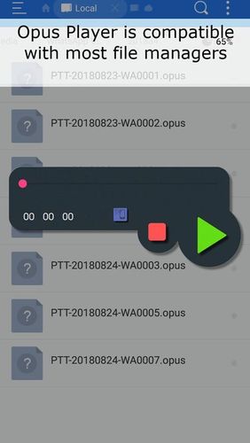 Aplicativo Opus player - WhatsApp audio search and organize para Android, baixar grátis programas para celulares e tablets.