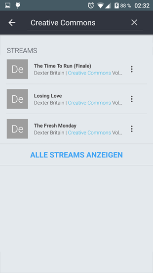 Screenshots of Orpheus Music Player program for Android phone or tablet.