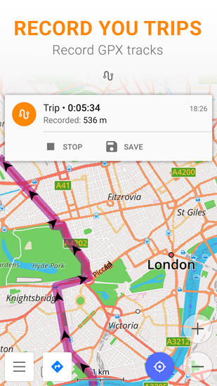 Screenshots of Osmand: Maps and Navigation program for Android phone or tablet.