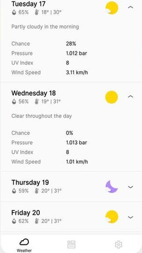 Capturas de pantalla del programa Overdrop - Animated weather & Widgets para teléfono o tableta Android.