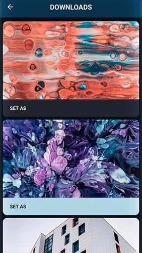 Les captures d'écran du programme PaperSplash - Beautiful unsplash wallpapers pour le portable ou la tablette Android.