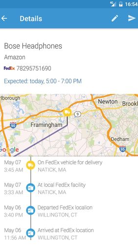 Screenshots of ParcelTrack - Package tracker for Fedex, UPS, USPS program for Android phone or tablet.