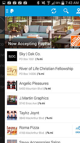 Скріншот програми PayPal на Андроїд телефон або планшет.