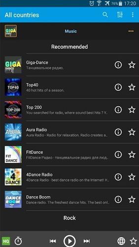 Capturas de pantalla del programa PCRADIO - Radio Online para teléfono o tableta Android.