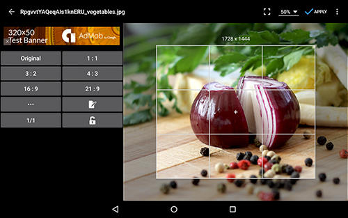 Screenshots of Photo editor program for Android phone or tablet.