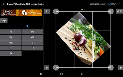 Screenshots of Photo editor program for Android phone or tablet.