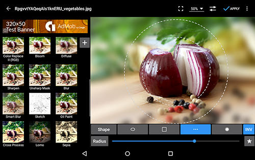 Screenshots of Photo editor program for Android phone or tablet.