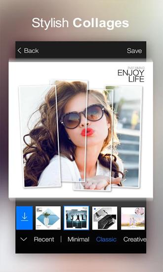 Capturas de pantalla del programa Camera 2 para teléfono o tableta Android.