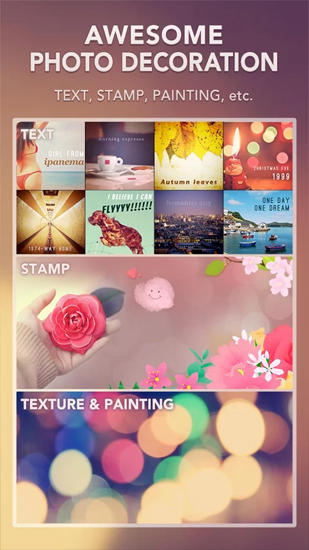Screenshots of PicsPlay: Photo Editor program for Android phone or tablet.
