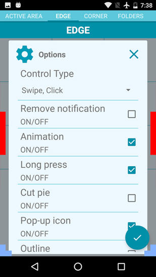 Capturas de tela do programa Pie Control em celular ou tablete Android.