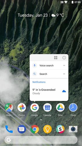 Capturas de pantalla del programa Pixel launcher para teléfono o tableta Android.