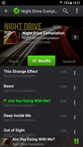 Screenshots des Programms PlayerPro: Music Player für Android-Smartphones oder Tablets.