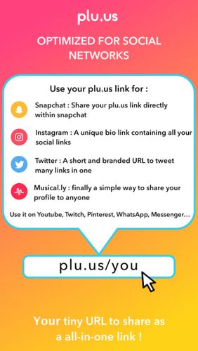 Screenshots of Plu.us – Your online world in one word program for Android phone or tablet.