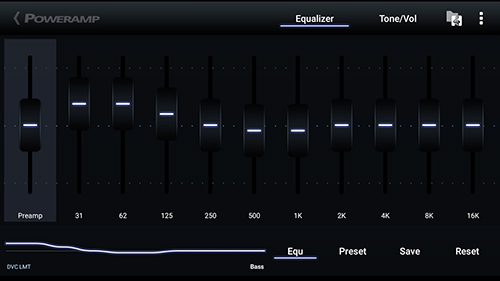 Capturas de pantalla del programa Poweramp para teléfono o tableta Android.