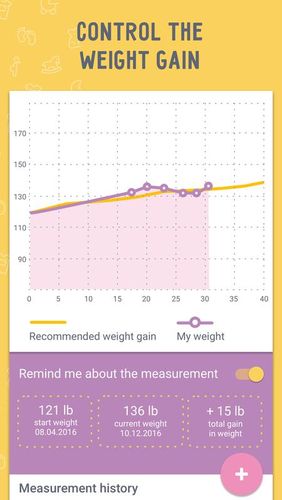 Скріншот додатки Pregnancy calculator and tracker app для Андроїд. Робочий процес.
