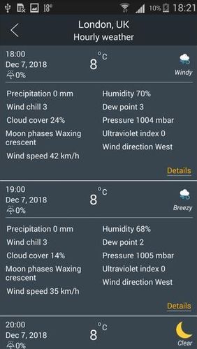 Aplicación Prime weather: Live forecast, widget & radar para Android, descargar gratis programas para tabletas y teléfonos.