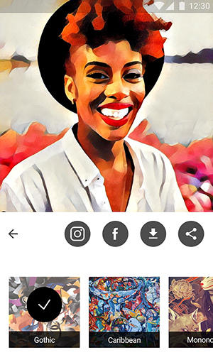 Screenshots of Prisma program for Android phone or tablet.