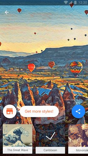 アンドロイドの携帯電話やタブレット用のプログラムPrisma photo editor のスクリーンショット。