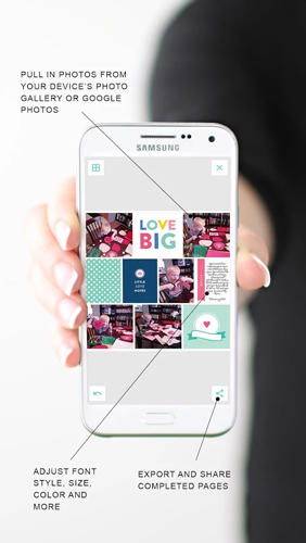 Screenshots des Programms Project Life: Scrapbooking für Android-Smartphones oder Tablets.