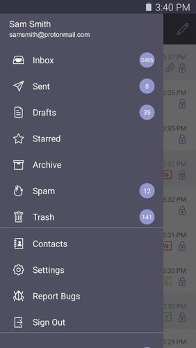 Aplicativo ProtonMail - Encrypted email para Android, baixar grátis programas para celulares e tablets.