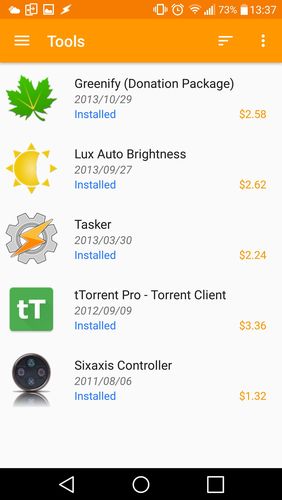 Screenshots of Purchased apps: Restore your paid apps program for Android phone or tablet.
