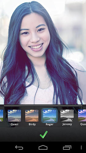 Screenshots of Adobe photoshop express program for Android phone or tablet.