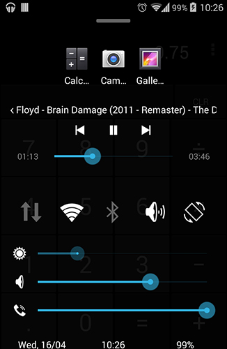 Скріншот програми Quick control dock на Андроїд телефон або планшет.