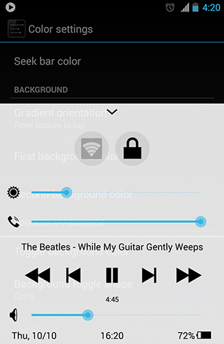 Screenshots of Quick control dock program for Android phone or tablet.