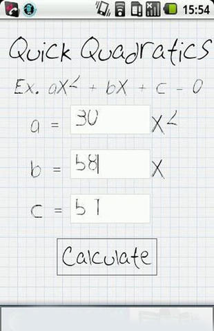 Quick quadratics を無料でアンドロイドにダウンロード。携帯電話やタブレット用のプログラム。