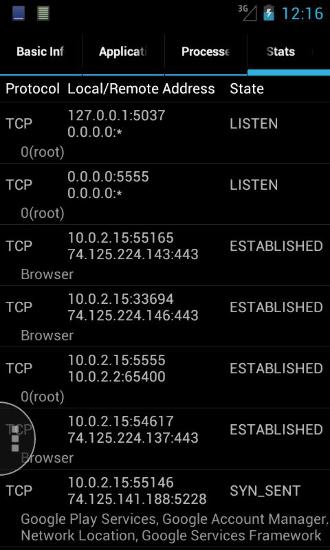 Capturas de tela do programa Quick System Info em celular ou tablete Android.