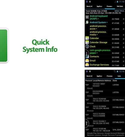 Baixar grátis Quick System Info apk para Android. Aplicativos para celulares e tablets.