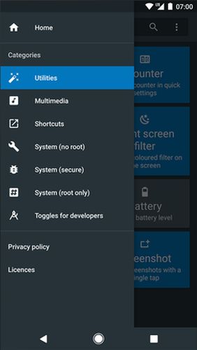 Aplicativo Quick settings para Android, baixar grátis programas para celulares e tablets.