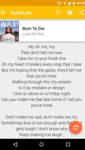 Aplicación QuickLyric - Instant lyrics para Android, descargar gratis programas para tabletas y teléfonos.