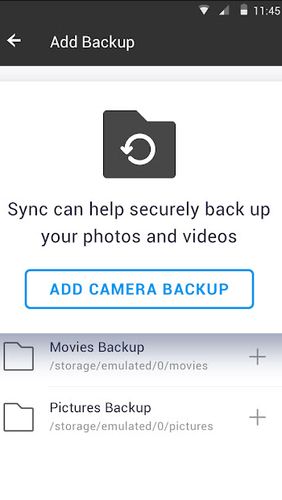 Screenshots of Resilio sync program for Android phone or tablet.