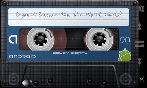 Screenshots of Retro tape deck music player program for Android phone or tablet.